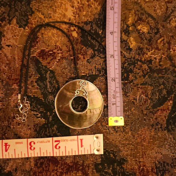 Abalone shell pendant, silver setting, wire work, vintage, artisan handmade - Picture 7 of 7